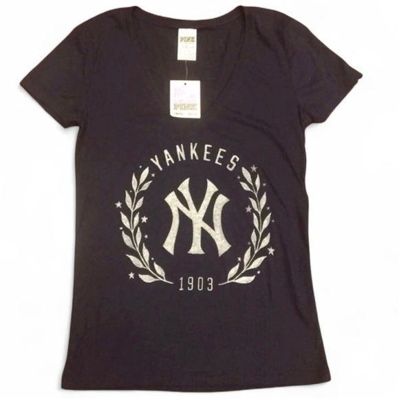 PINK Victoria's Secret Tops - PINK Yankees limited edition navy blue tee, size small